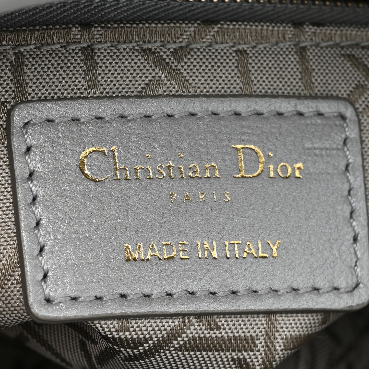 Metallic Lambskin Cannage Mini Lady Dior Grey