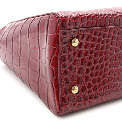 Chanel Calfskin Crocodile Embossed Archetype Small Shopping Tote Burgundy 9 of 10