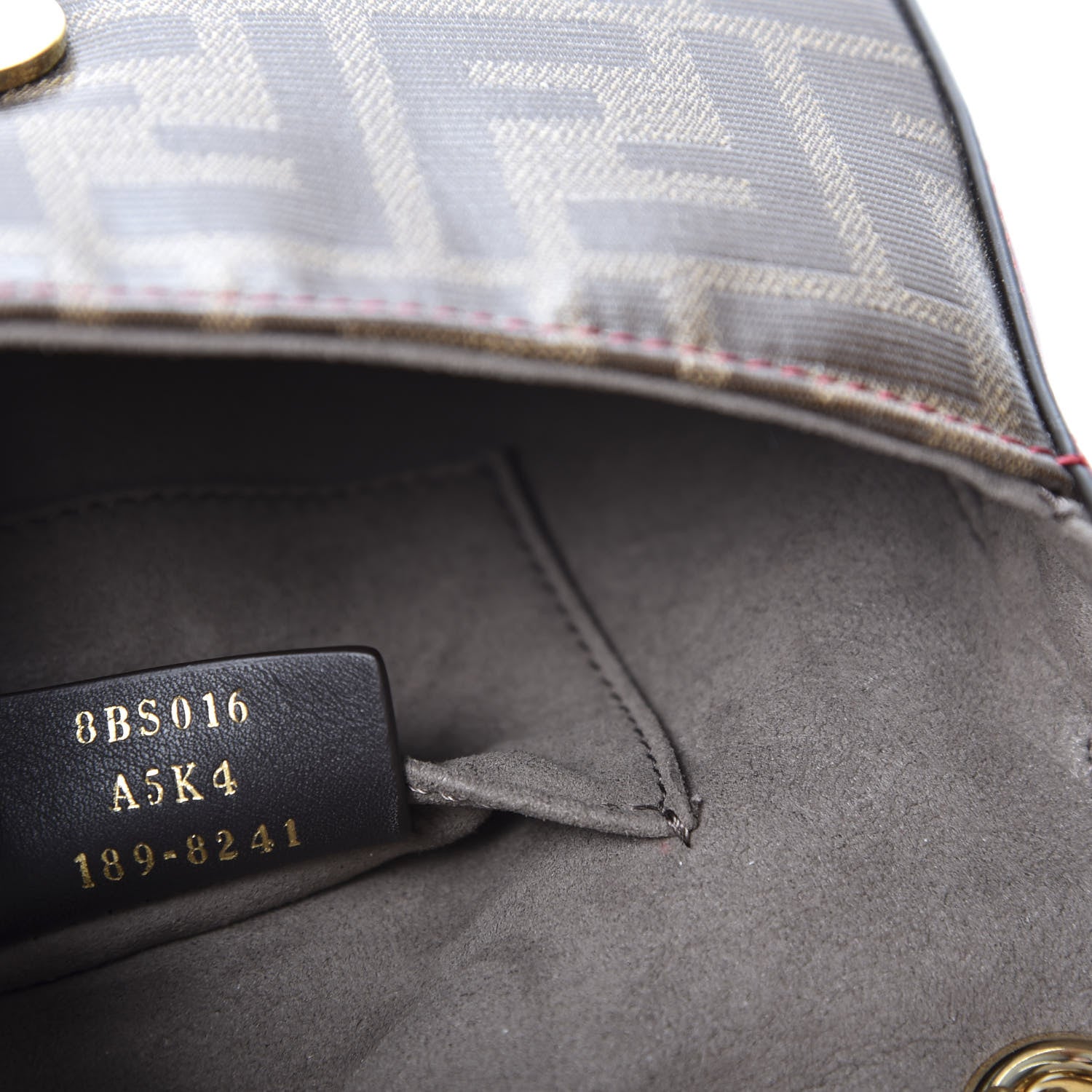 Fendi Glazed Fabric Vitello Century FF 1974 Stamp Patch Mini Double F Crossbody Bag Mogano Panna Fragola 8 of 10