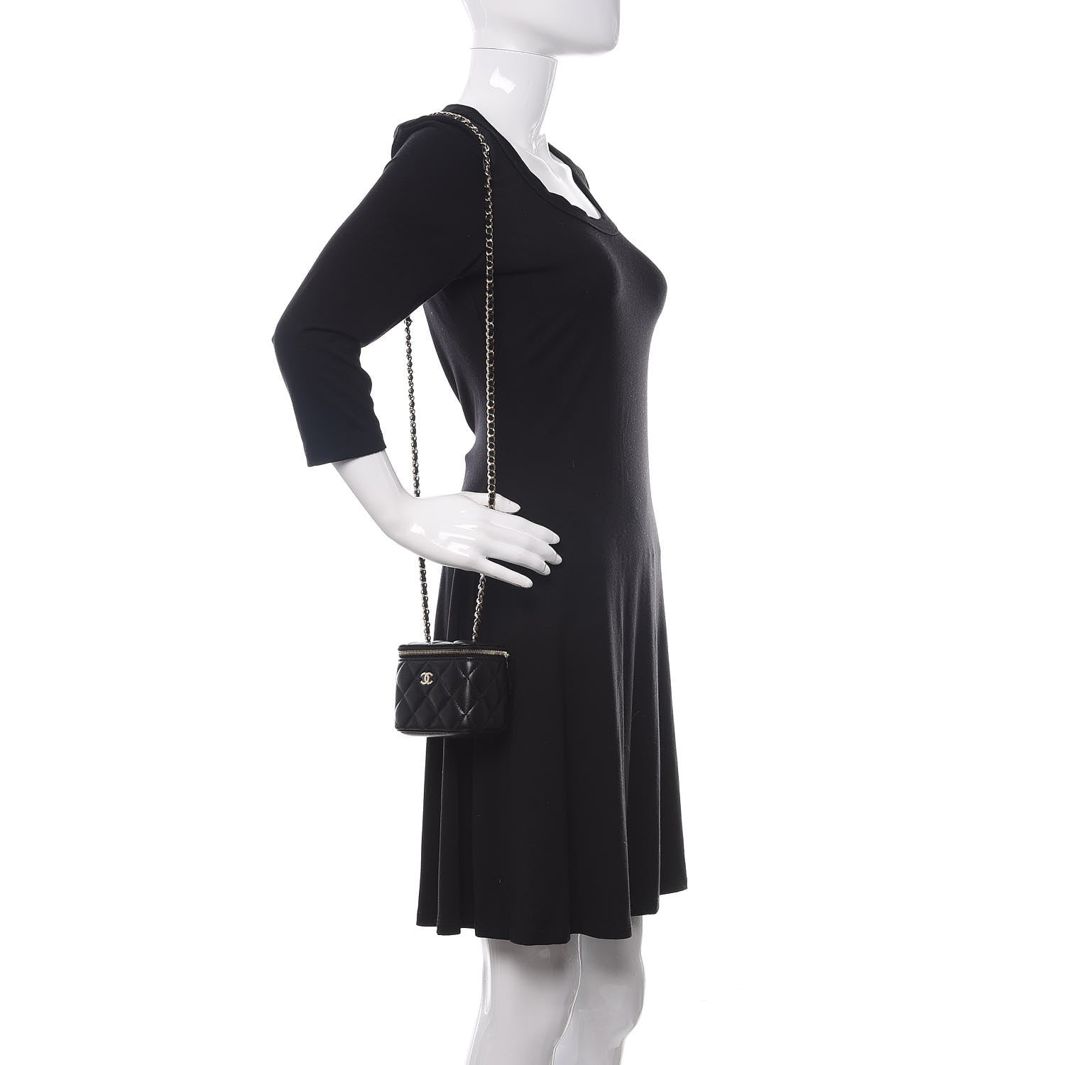 Chanel Lambskin Quilted Mini Vanity Case With Chain Black 2 of 10