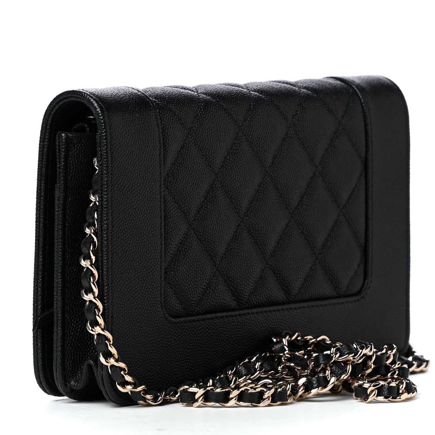 Chanel Caviar Quilted Vintage Mademoiselle Wallet On Chain WOC Black 3 of 10