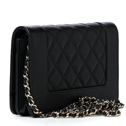 Chanel Caviar Quilted Vintage Mademoiselle Wallet On Chain WOC Black 3 of 10