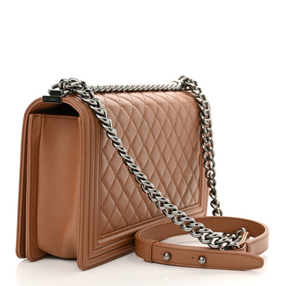 Chanel Calfskin Quilted New Medium Boy Flap Dark Beige 3 of 10