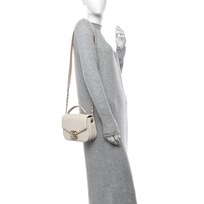 Chanel Grained Calfskin Quilted Small Cuba Top Handle Flap White 2 of 10