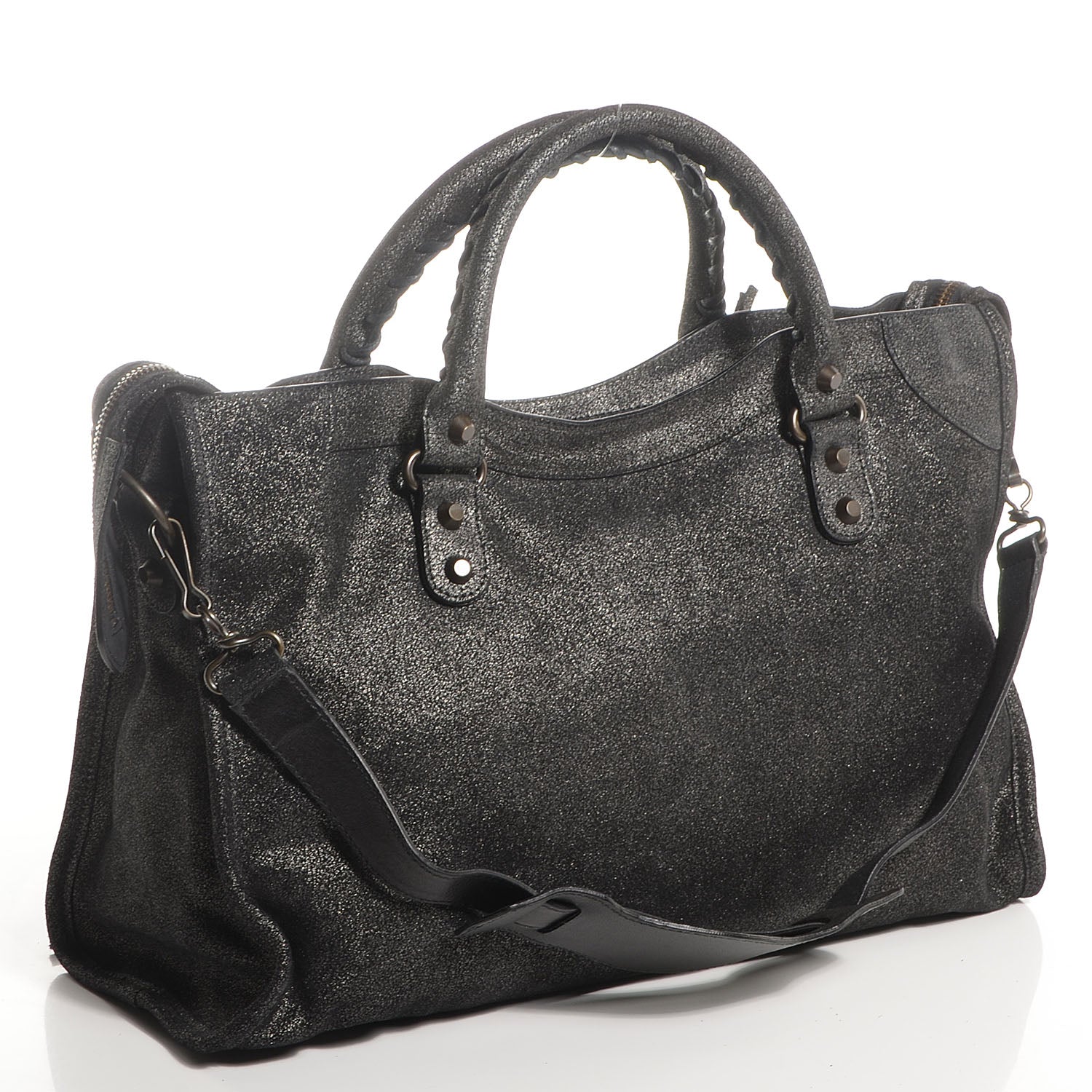 Balenciaga Metallic Craquele Calfskin Classic Hardware City Black 7 of 14