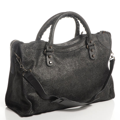 Balenciaga Metallic Craquele Calfskin Classic Hardware City Black 7 of 14