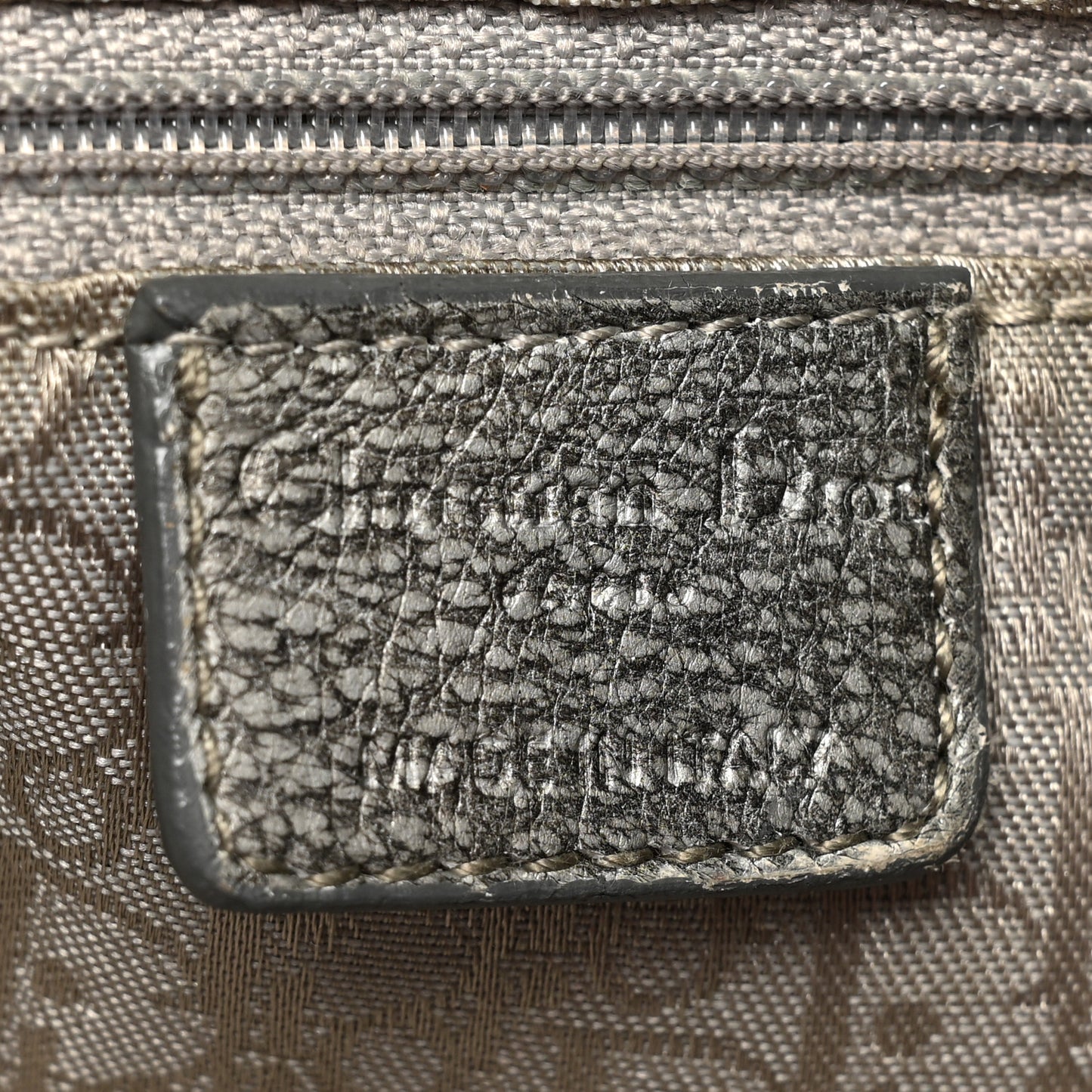 Metallic Lambskin Cannage Drawstring Bag Grey