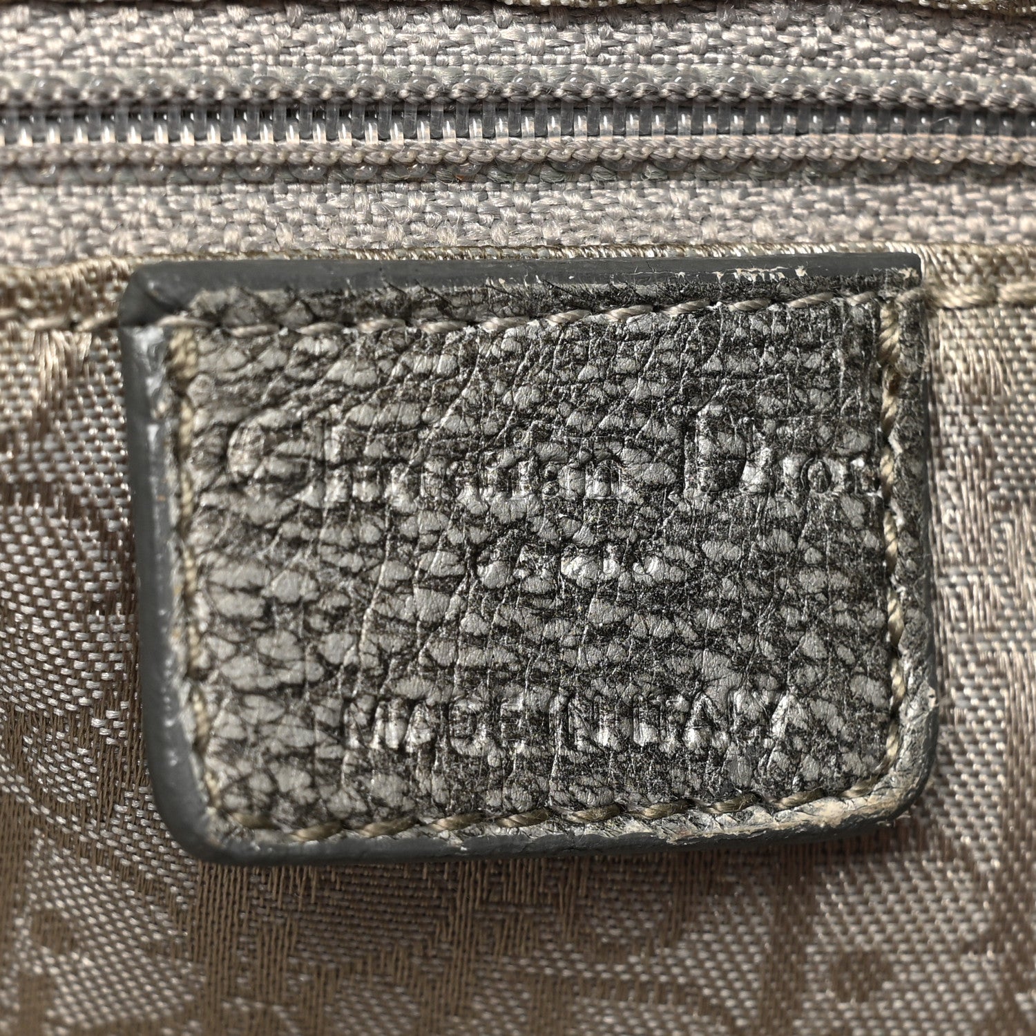 Christian Dior Metallic Lambskin Cannage Drawstring Bag Grey 6 of 21