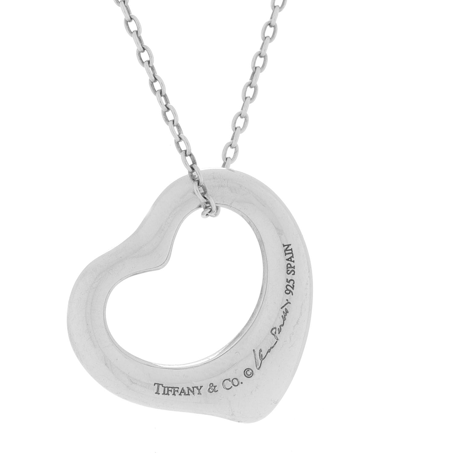 Tiffany Sterling Silver 16mm Elsa Peretti Open Heart Pendant Necklace 4 of 7