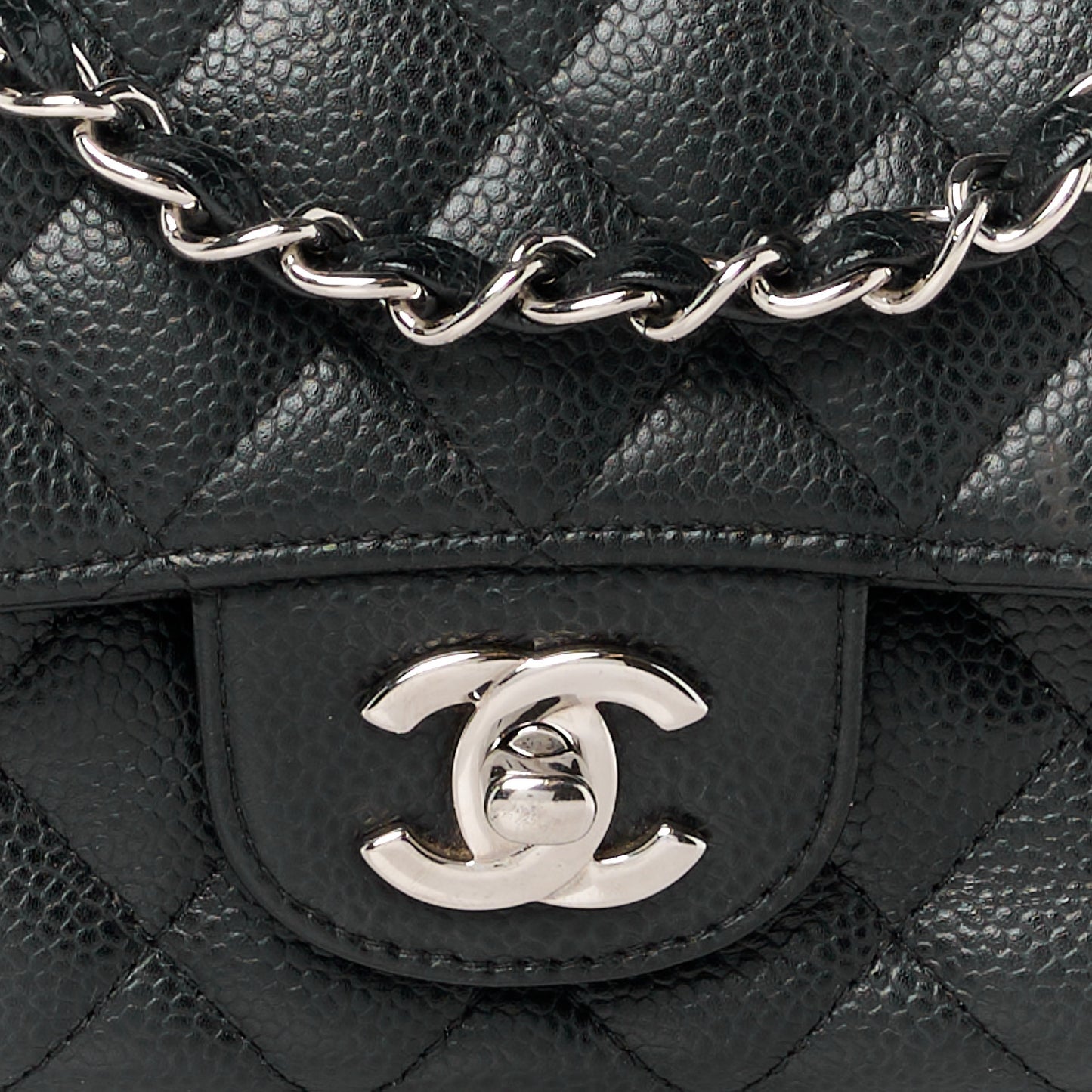 Caviar Quilted Medium Double Flap Black