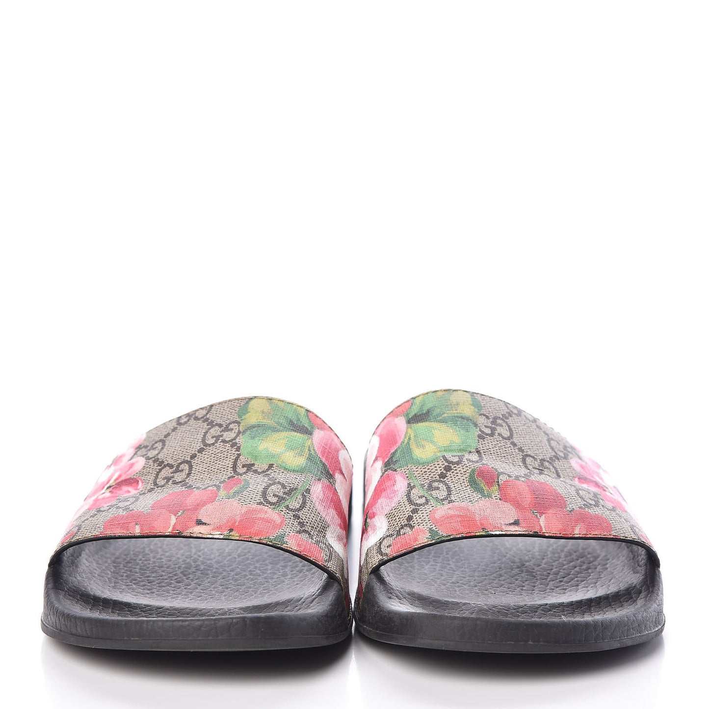 GG Supreme Monogram Blooms Slide Sandals 37 Beige Multicolor