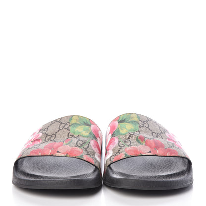 Gucci GG Supreme Monogram Blooms Slide Sandals 37 Beige Multicolor 2 of 7