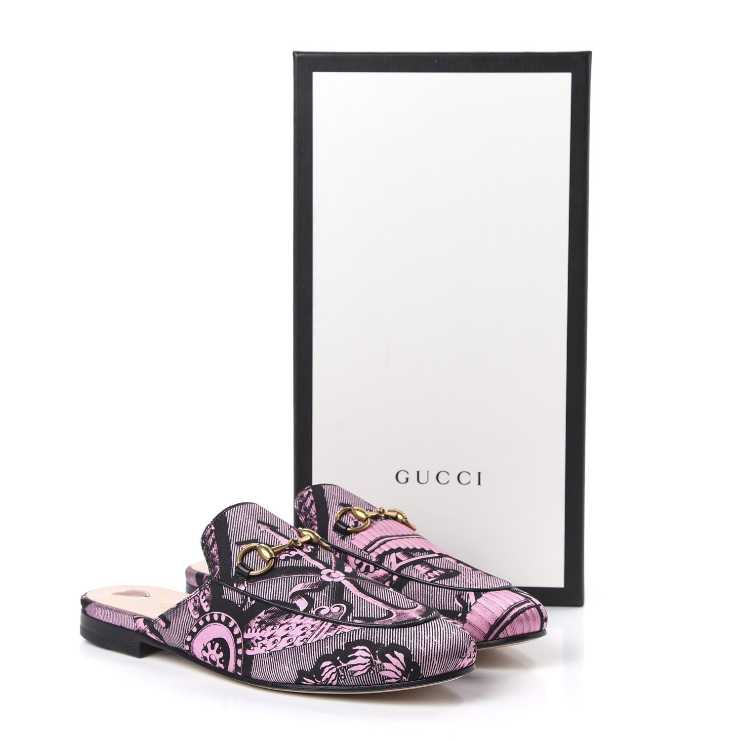 Gucci Silk Satin Saint Romain Womens Princetown Slippers 36.5 Pink Black 10 of 10