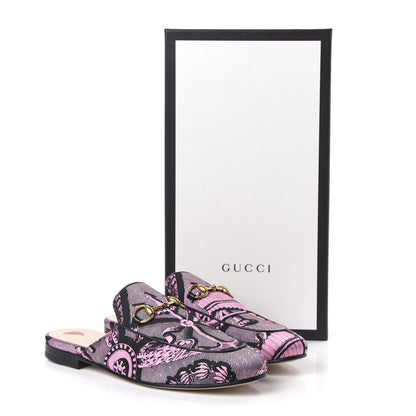 Gucci Silk Satin Saint Romain Womens Princetown Slippers 36.5 Pink Black 10 of 10