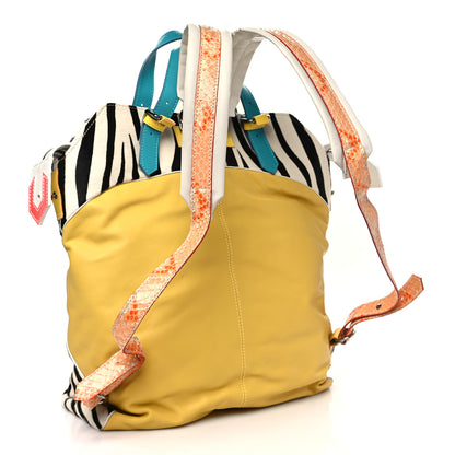 Christian Louboutin Pony Hair Calfskin Snakeskin Spikes Zebra Print Syd Backpack Multicolor 3 of 11