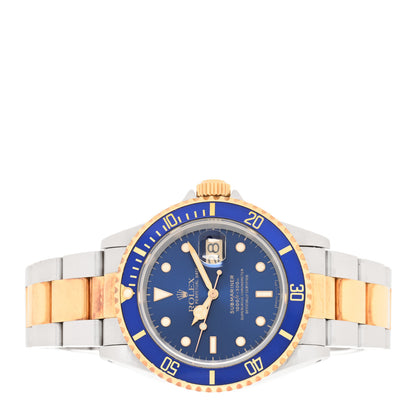Rolex Stainless Steel 18K Yellow Gold 40mm Submariner Date Watch Royal Blue 16613 2 of 4
