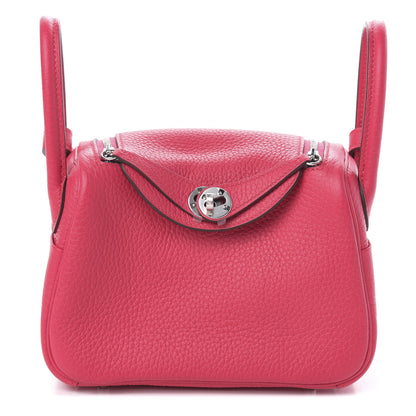 Hermes Taurillon Clemence Mini Lindy 20 Rose Extreme 1 of 11