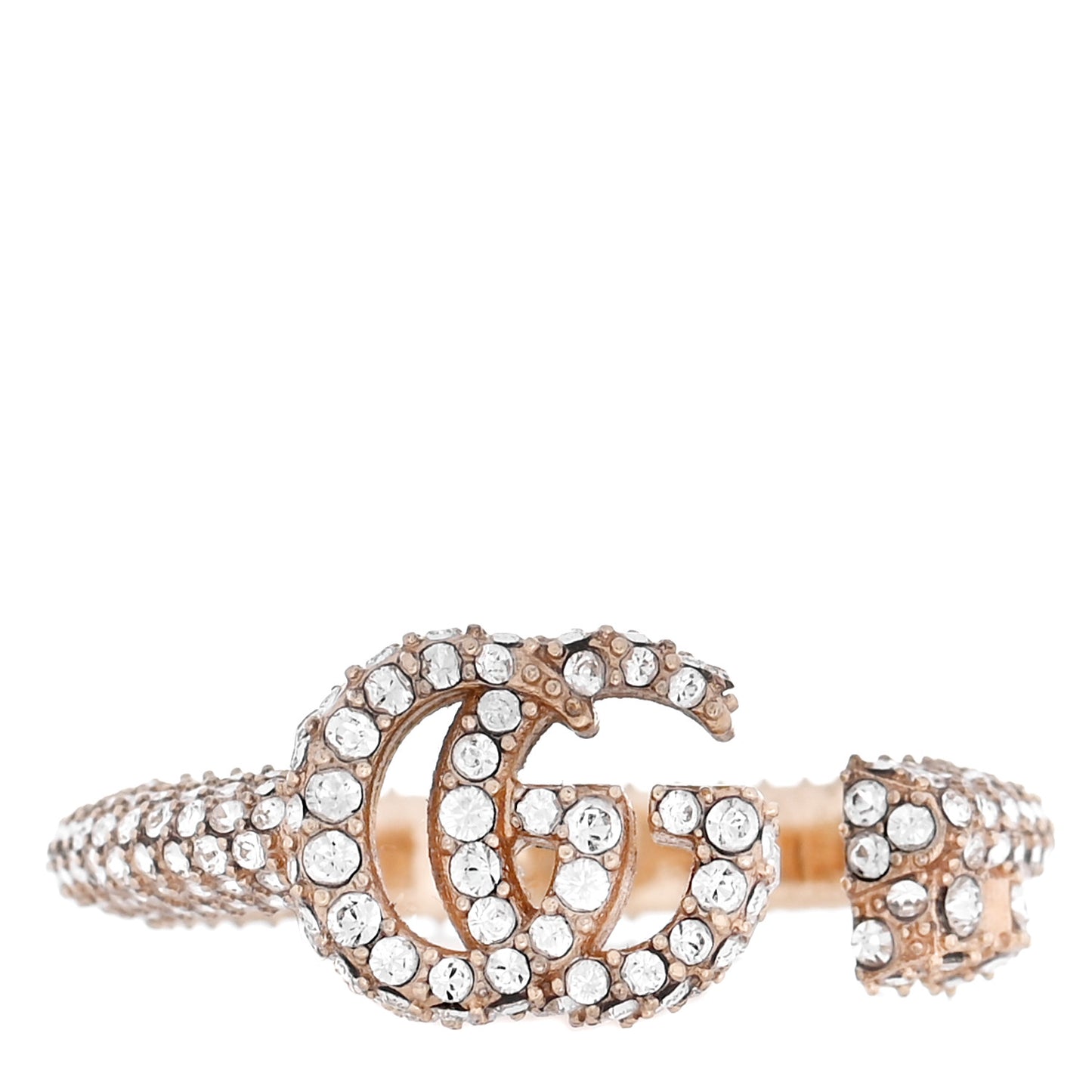 Crystal Double G Ring L Aged Gold