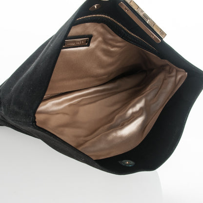 Jimmy Choo Shimmer Suede Chandra Clutch Black 5 of 7