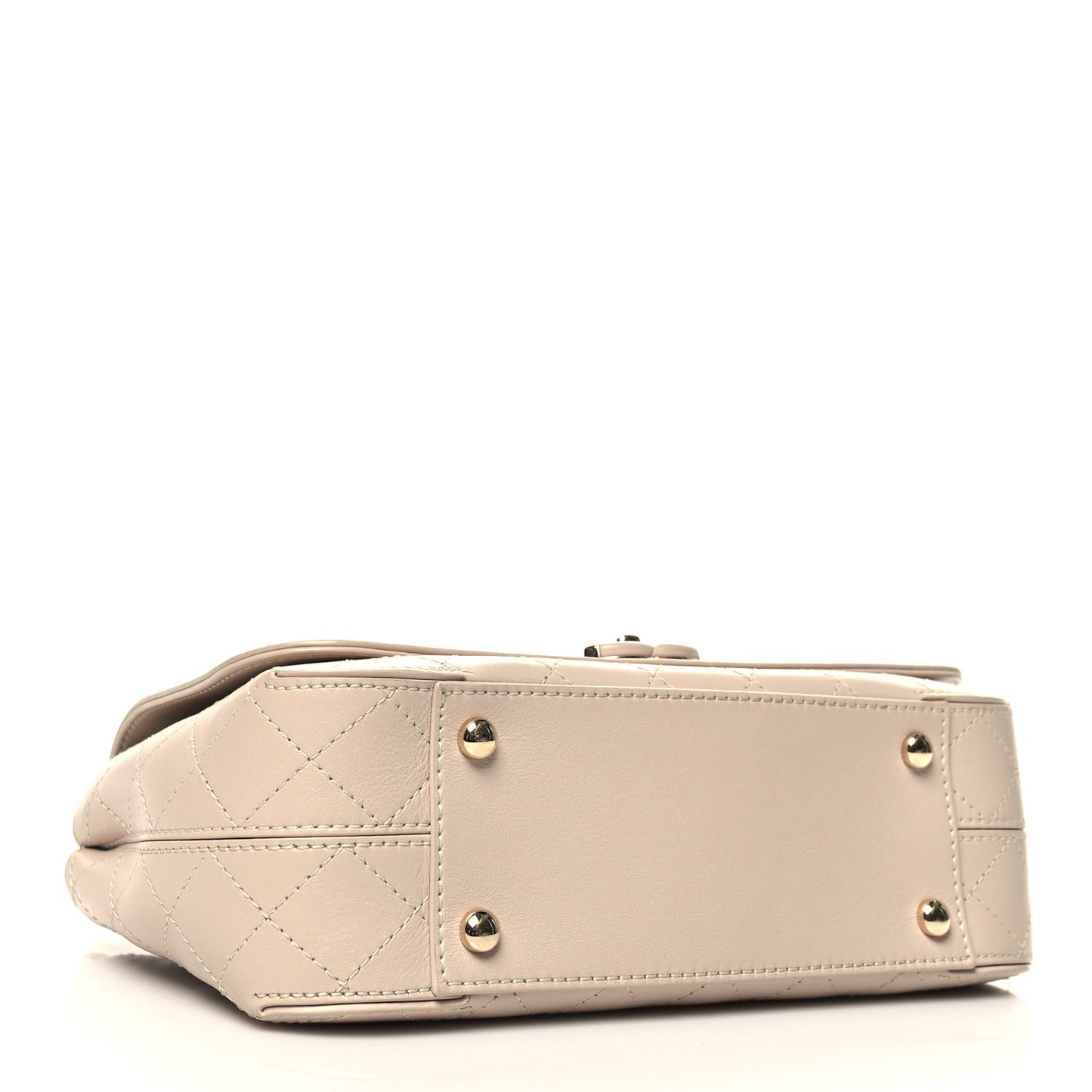 Calfskin Stitched Medium Covered CC Flap Bag Beige