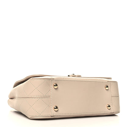 Chanel Calfskin Stitched Medium Covered CC Flap Bag Beige 4 of 11