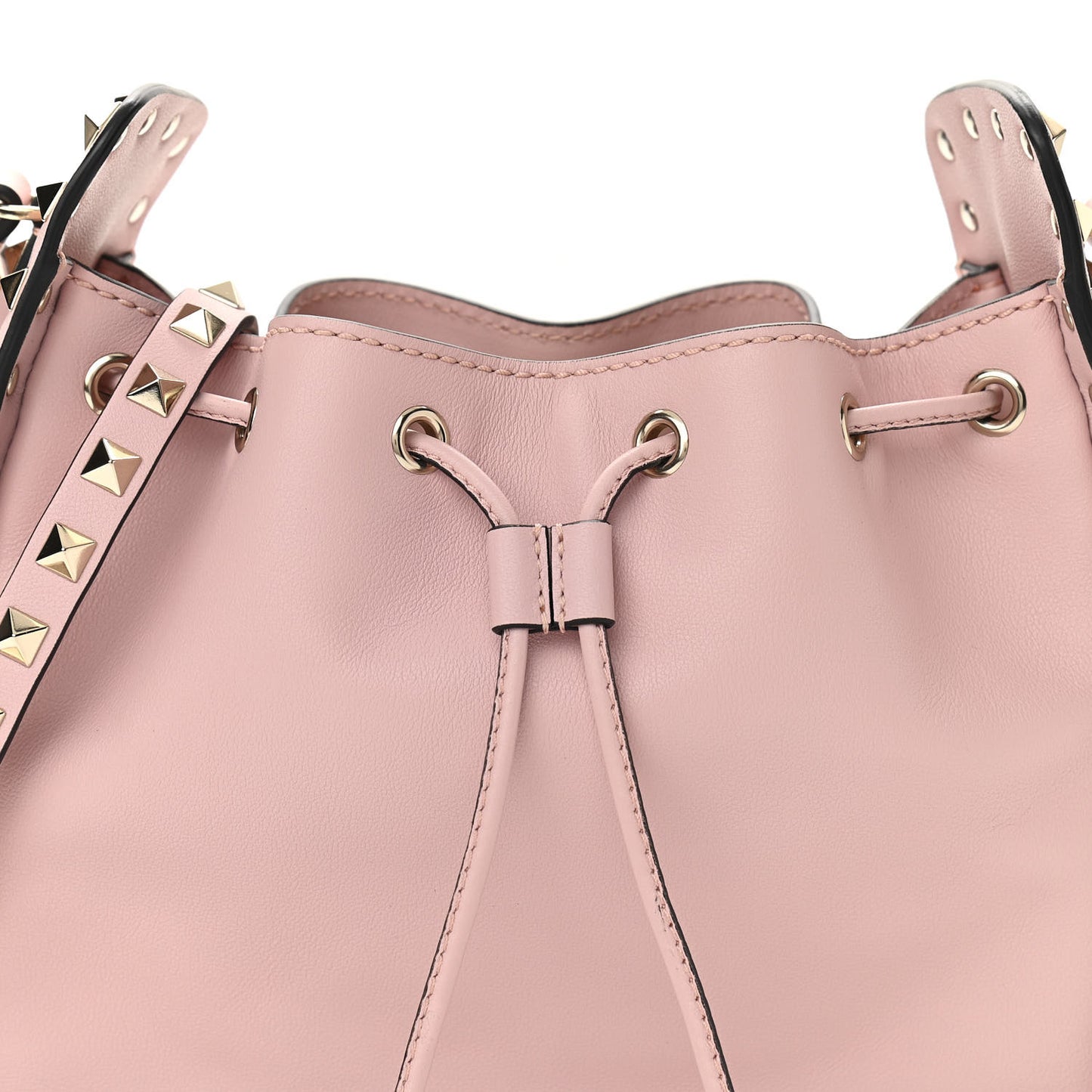 Vitello Rockstud Bucket Bag Water Rose