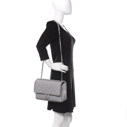Chanel Crumpled Calfskin Large Chain All Over Flap Grey 2 of 10