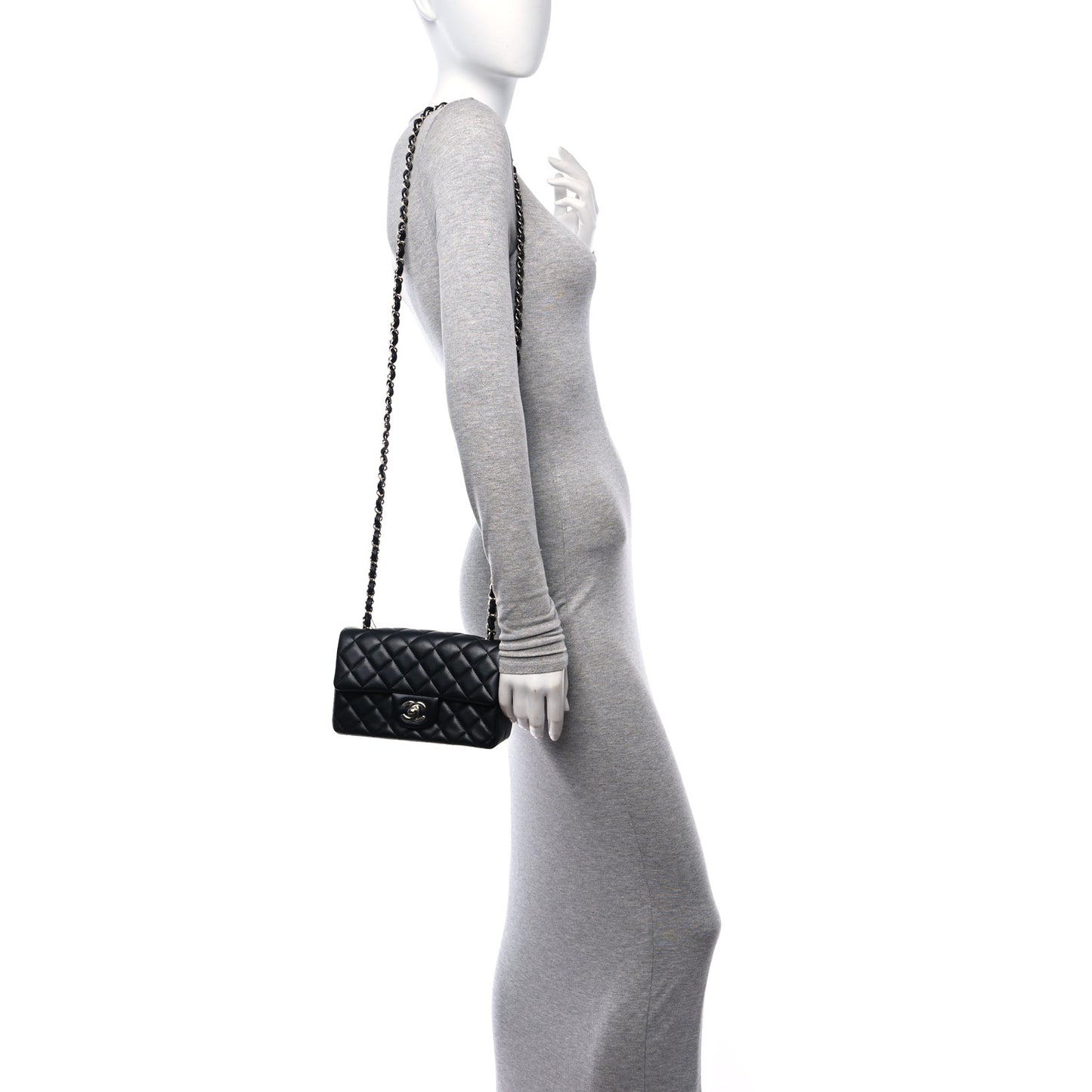 Lambskin Quilted Mini Rectangular Flap Black