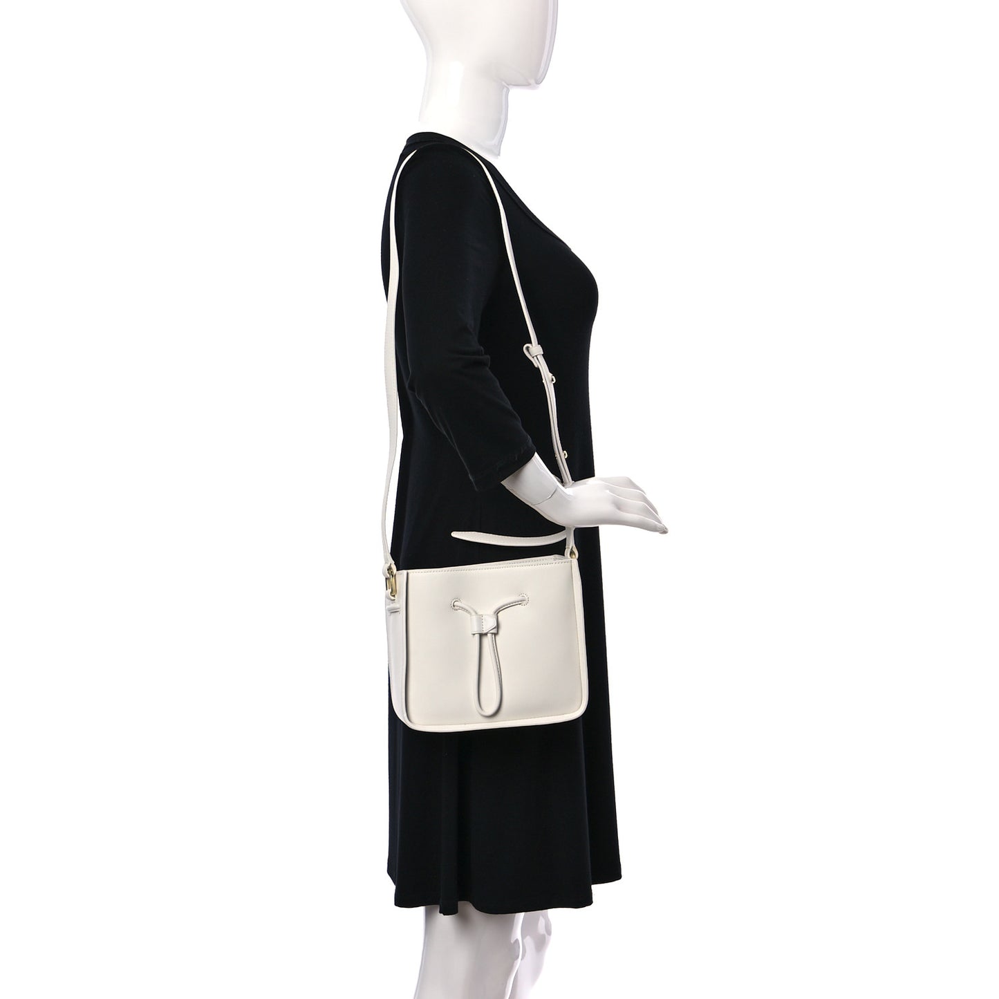 Smooth Calfskin Mini Soleil Bucket Bag White