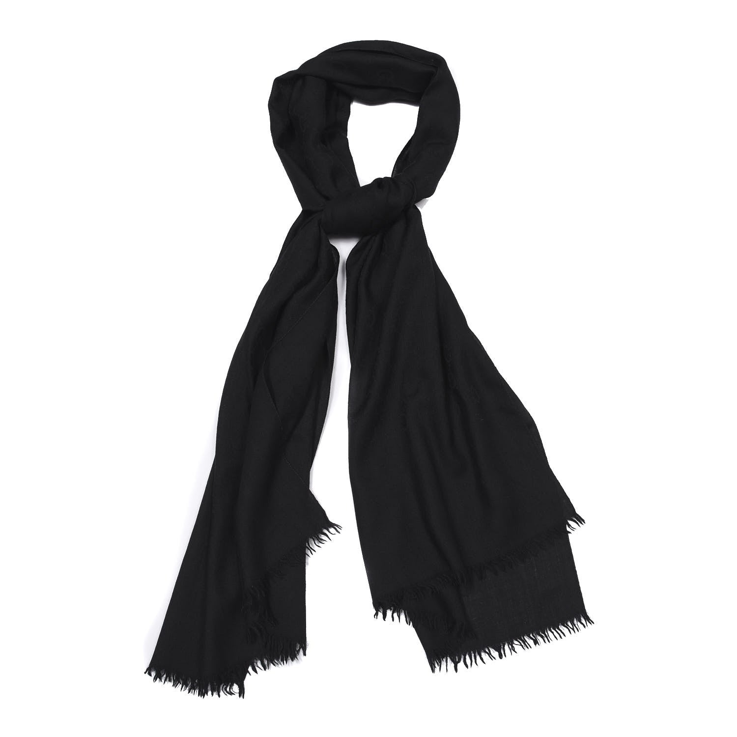 Gucci Wool Silk GG Monogram GGNat Scarf Black 1 of 6