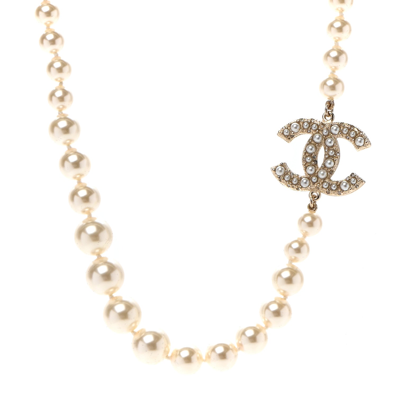 Chanel Pearl CC 100th Anniversary Necklace Light Gold 1 of 5