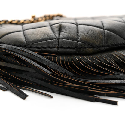 Chanel Calfskin Quilted Into The Fringe Hobo Black Gold 9 of 10