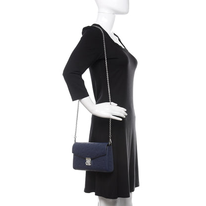 MCM Calfskin Ottomar Monogram Medium Millie Crossbody Bag Navy Blue 2 of 11