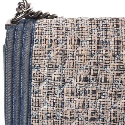 Chanel Tweed Denim Medium Boy Flap Dark Blue 19 of 24