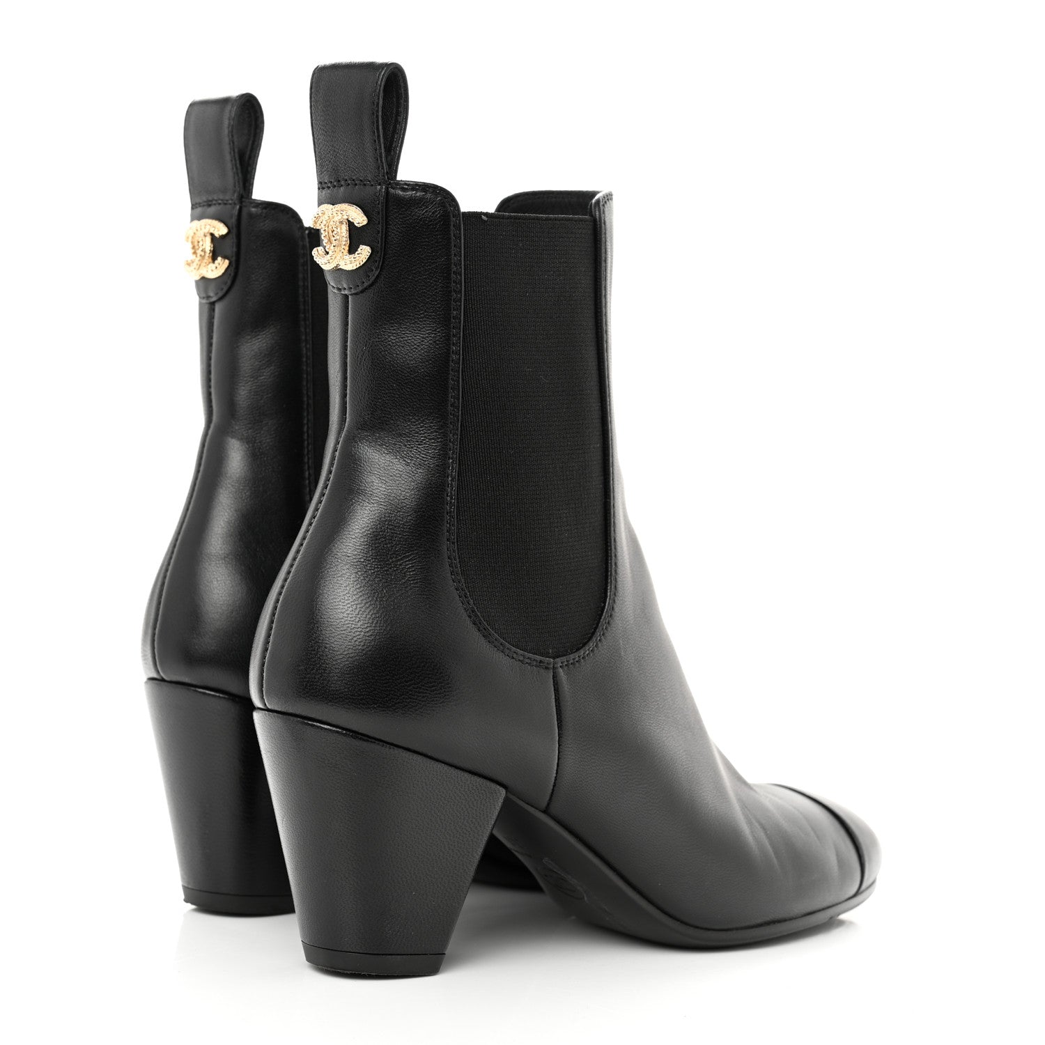 Chanel Lambskin Cap Toe CC Short Ankle Boots 36 Black 3 of 12