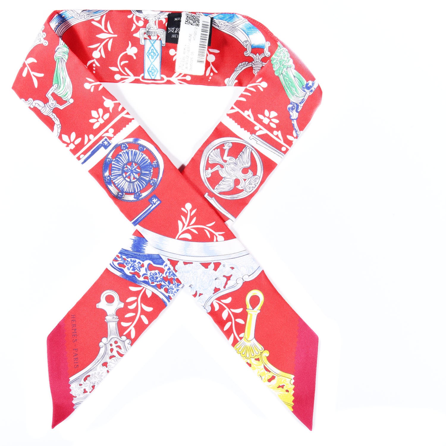 Hermes Silk Etriers Remix Twilly Rouge Vert Jaune 1 of 4