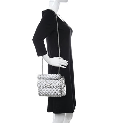 Valentino Garavani Metallic Watersnake Medium Rockstud Spike Shoulder Bag Silver 2 of 10