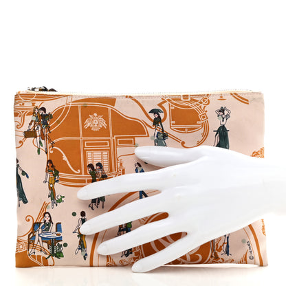 Hermes Technical Silk Ex-Libris Les Parisiennes Silky Pocket Cosmetic Case Sesame Nata Bronze 2 of 11