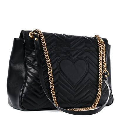 Gucci Calfskin Matelasse Large GG Marmont Shoulder Bag Black 4 of 22