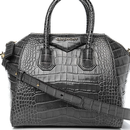 Givenchy Calfskin Crocodile Embossed Mini Antigona Storm Grey 7 of 10