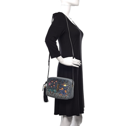 Saint Laurent Denim Matelasse Quilted Summer Embroidered Classic Monogram Camera Bag Blue 2 of 11