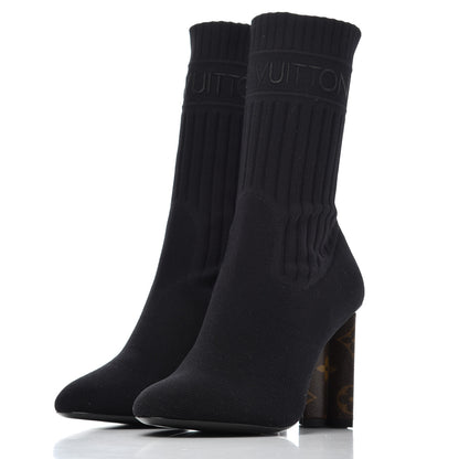 Louis Vuitton Monogram Stretch Fabric Silhouette Ankle Boots 35 Black 3 of 7