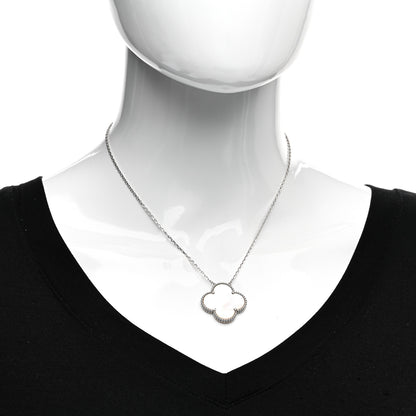 Van Cleef & Arpels 18K White Gold Mother of Pearl Magic Alhambra Pendant Necklace 2 of 5