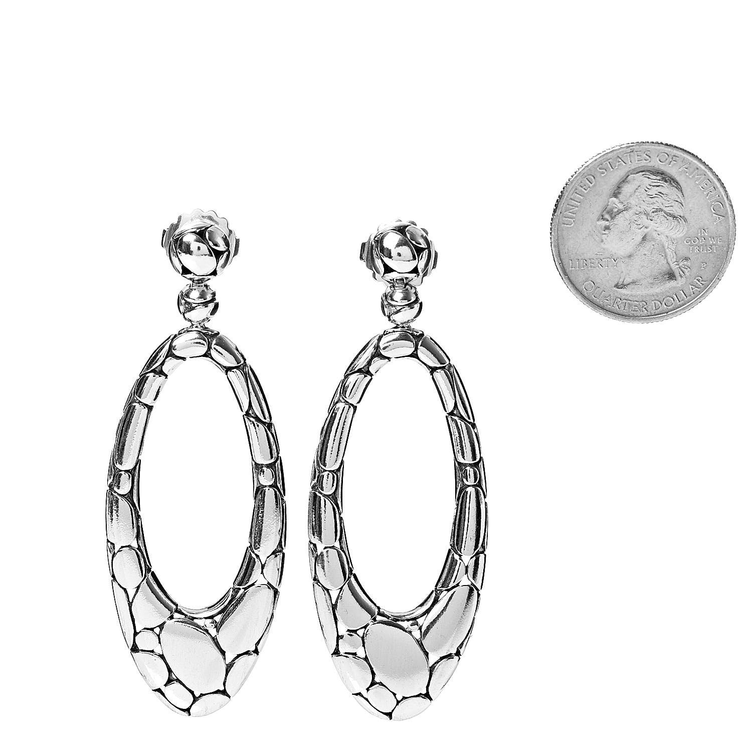 Louis Vuitton JOHN HARDY Sterling Silver Kali Oval Drop Earrings 2 of 4