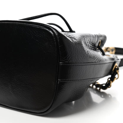 Chanel Shiny Aged Calfskin CC Chain Mini Drawstring Bag Black 10 of 11