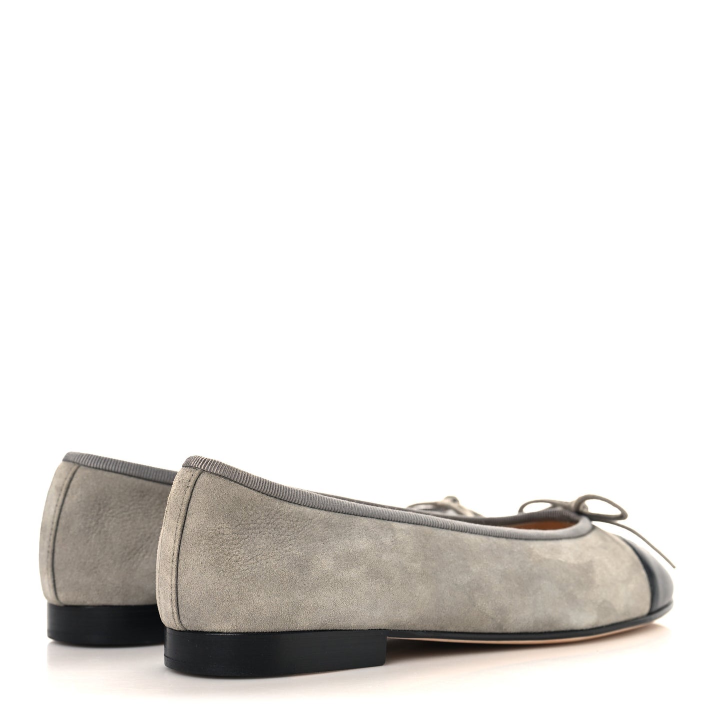 Suede Lambskin Cap Toe CC Ballerina Flats 37 Dark Grey Black