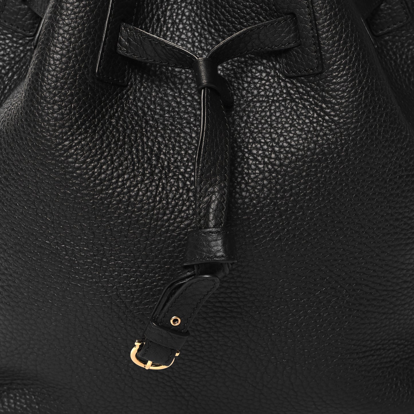 Grained Calfskin Carla Bucket Bag Black