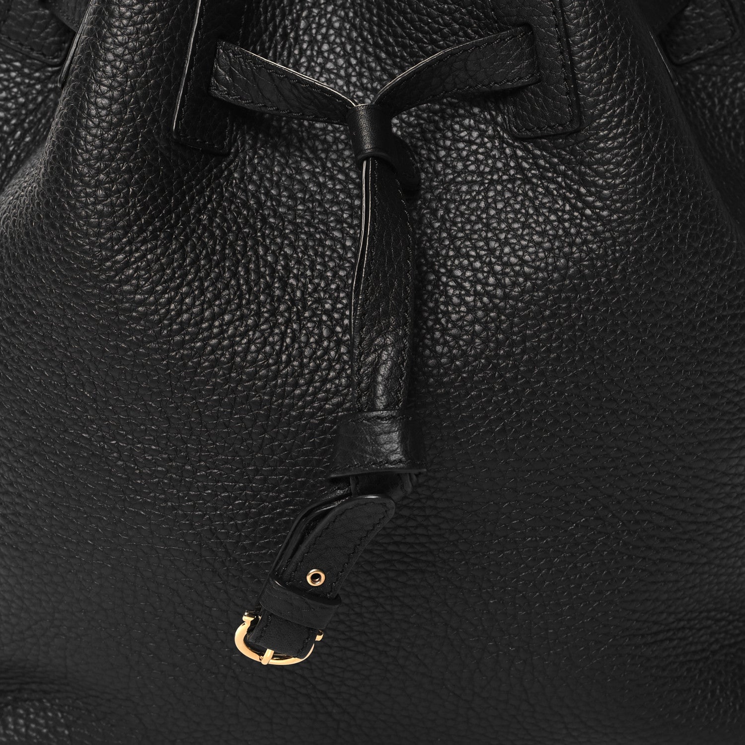 Salvatore Ferragamo Grained Calfskin Carla Bucket Bag Black 7 of 9
