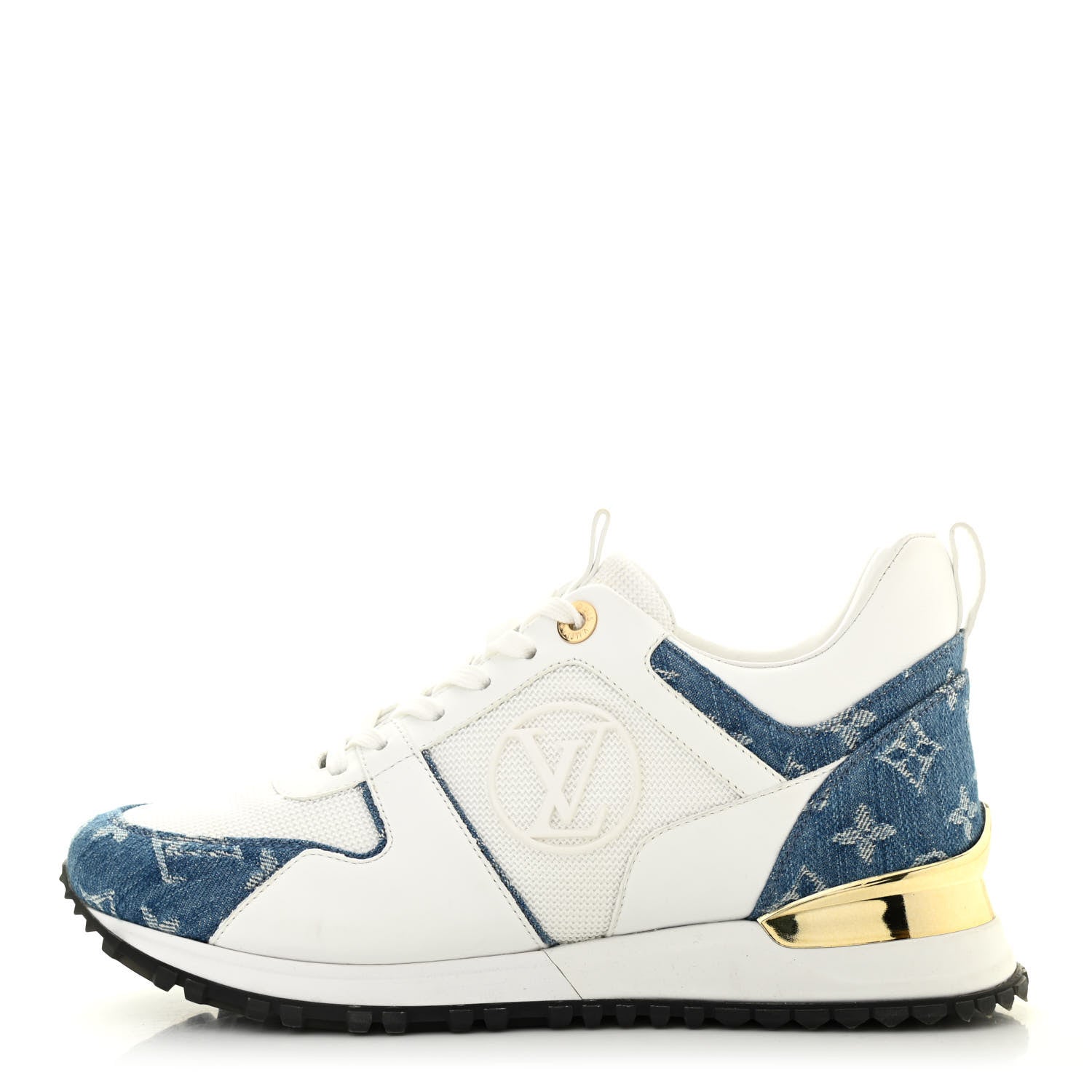 Louis Vuitton Calfskin Monogram Denim Run Away Sneakers 38 White 1 of 11