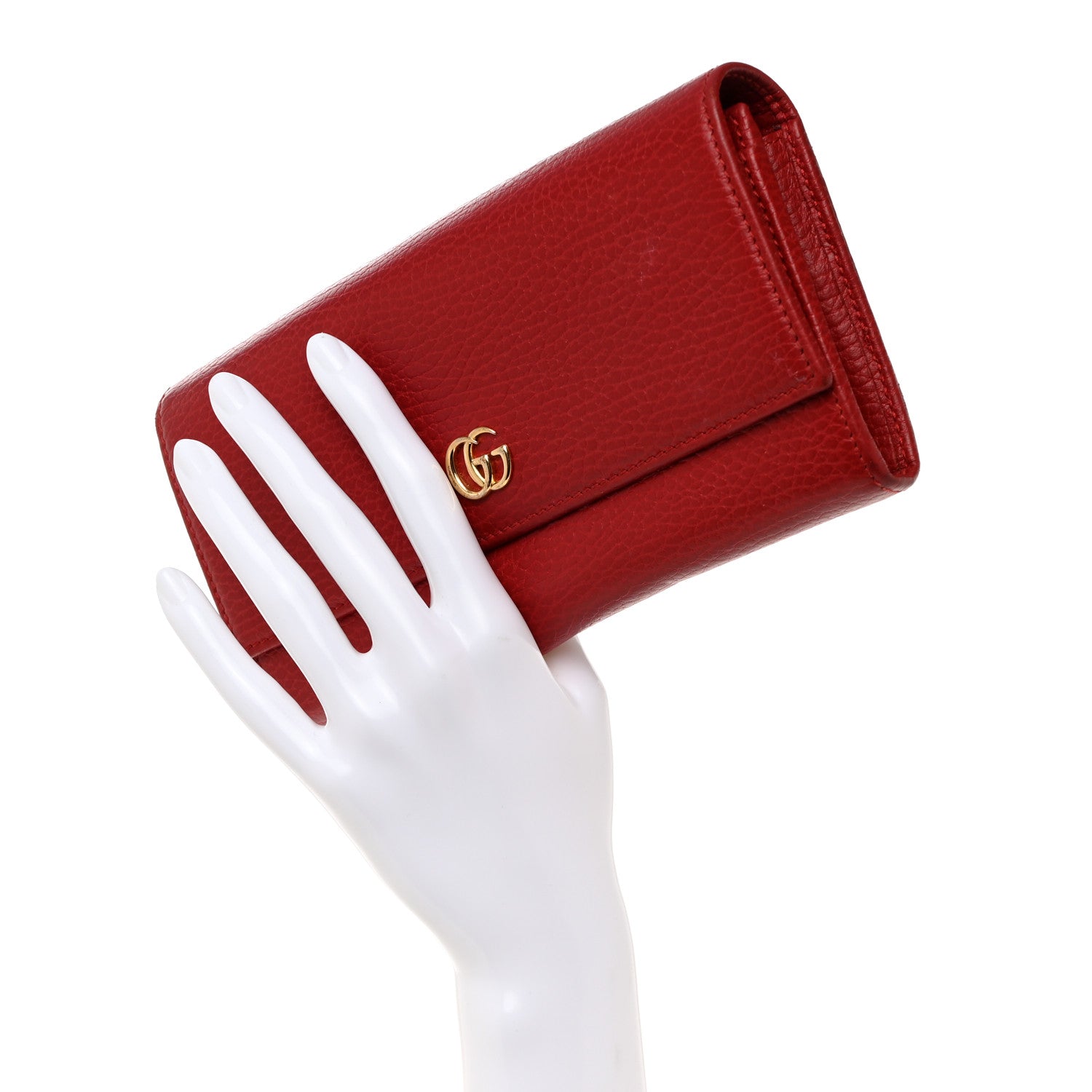 Gucci Dollar Calfskin GG Marmont Continental Wallet Hibiscus Red 2 of 9